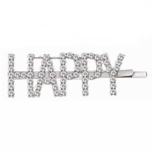 HAPPY Rhinestone Bobby Pin Barrette Hair Accessory